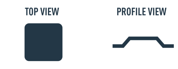 Plateau Emboss Example Image with Top View and Profile View