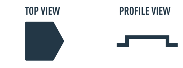 Standard Flat Emboss Example Image with Top View and Profile View