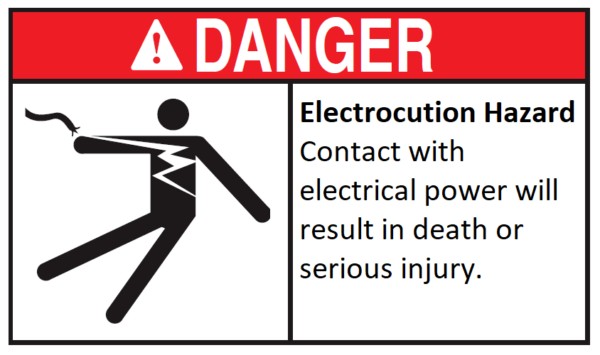Warning Label with electrocution silhouette