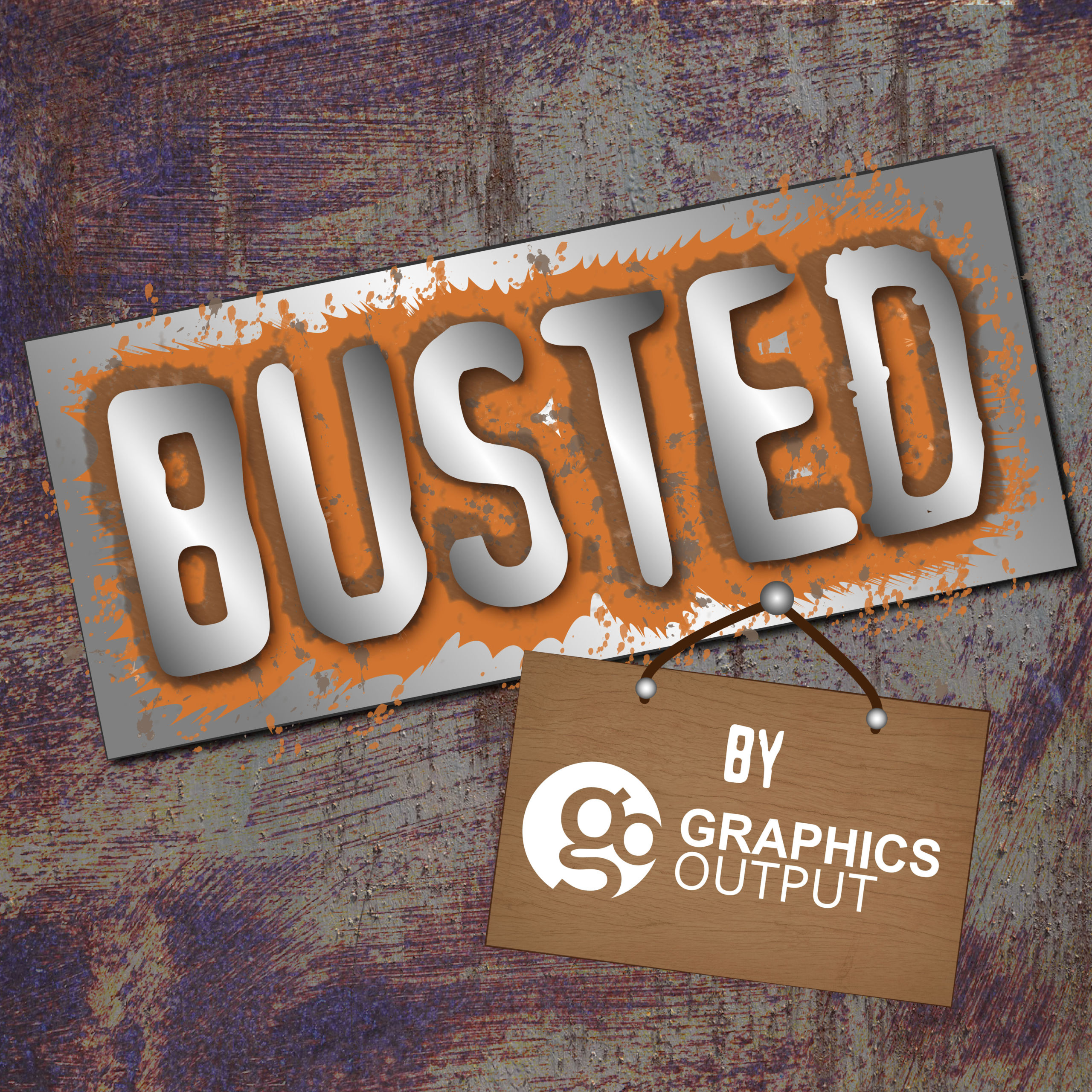 BUSTED Mythbusters Logo with Graphics Output logo on sign