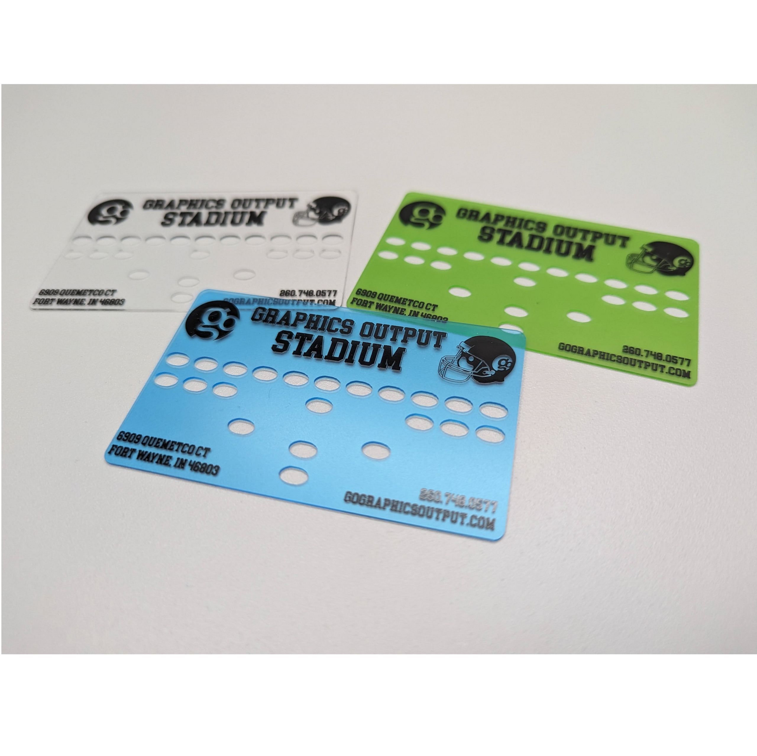 Stencil-style Business Card with cutouts for football playwriting