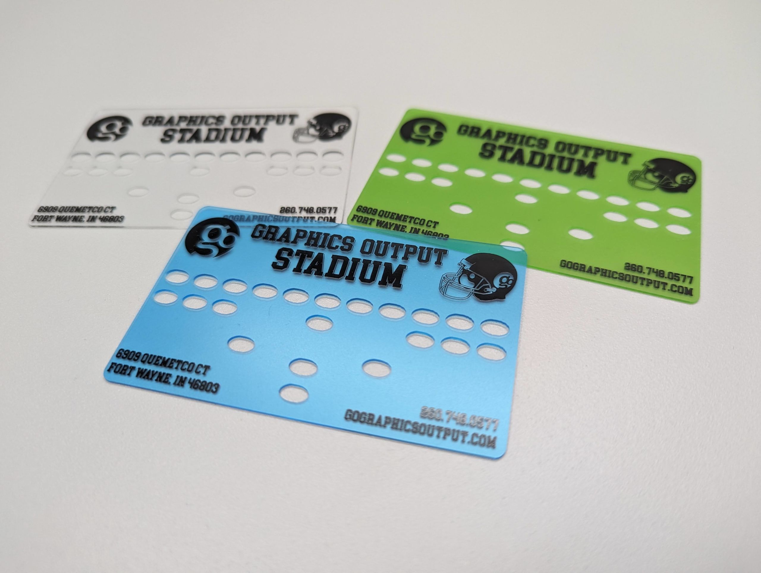 Stencil-style Business Card with cutouts for football playwriting
