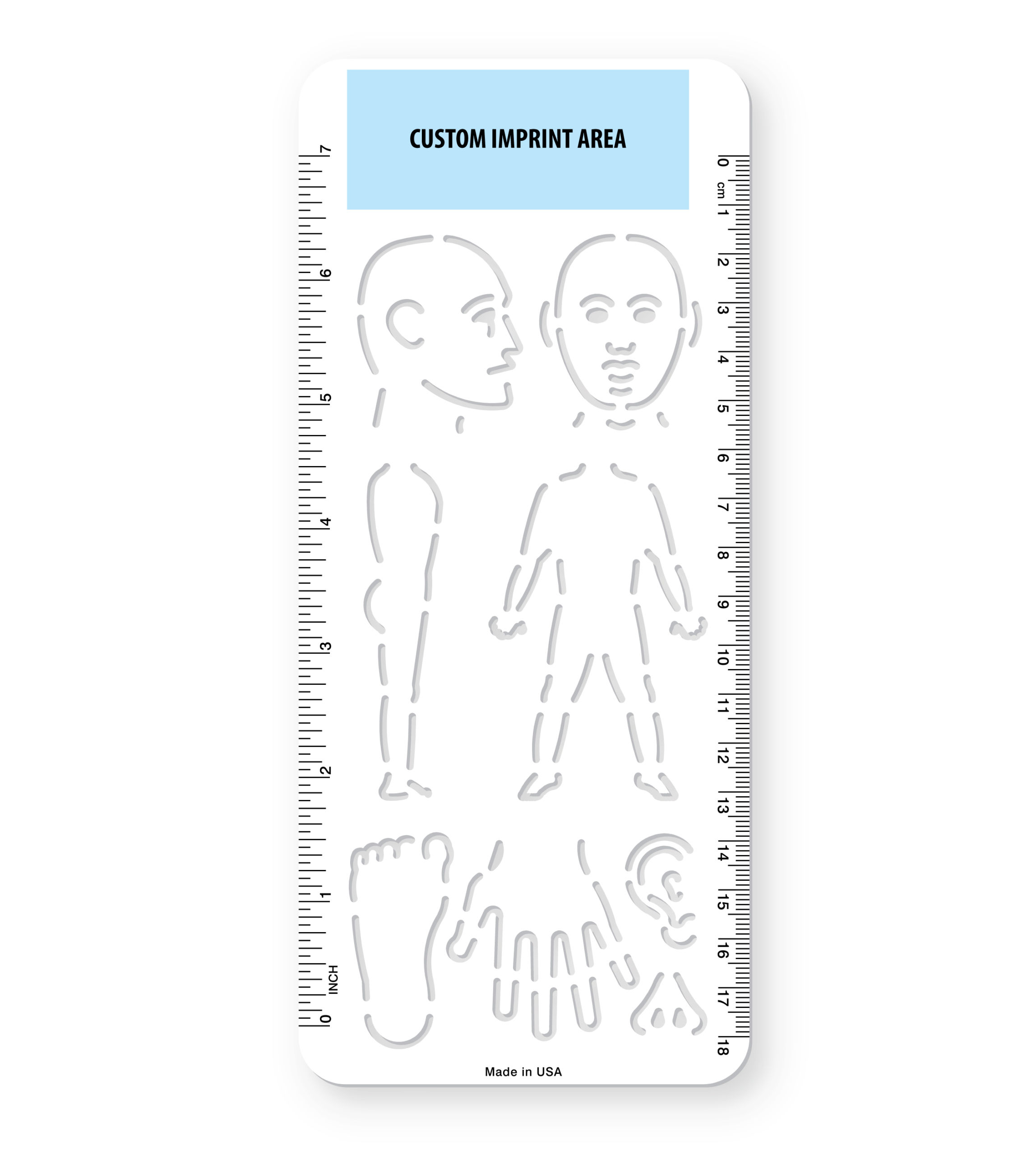 Custom Branded Human Body Stencil with Rulers