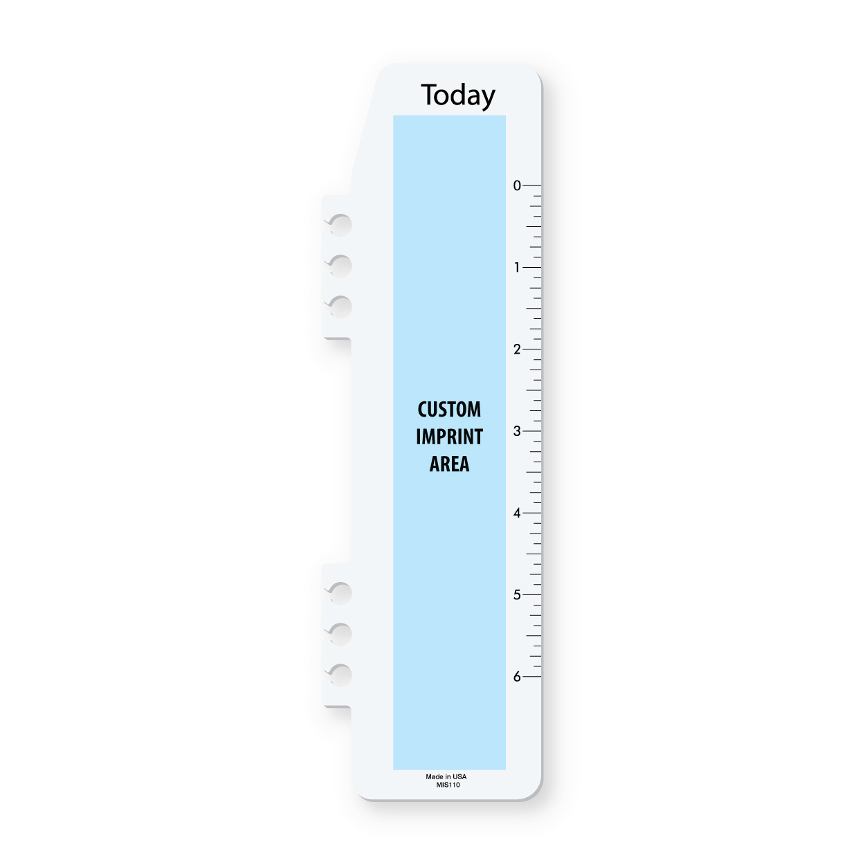 Custom branded planner bookmark with imprint area highlighted